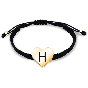 Heart Initial Bracelet for Women Gifts 26 Letters Initial Charms Bracelet Handmade Rope Braided Adjustable Link Mother's Day Jewelry Mom Christmas Gifts Valentine's Day Jewelry