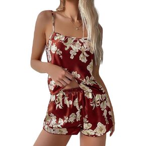 مثير الأزهار الحرير شورت بروتيل منامة الملابس الداخلية صالة مجموعة 2 قطعة in Kuwait