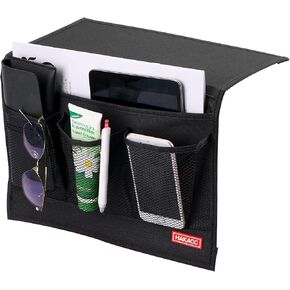 HAKACC Bedside Storage Organizer with Pockets，Bedside Caddy,Remote Control Holder Armchair Couch Caddy Sofa Armrest Bag，bed accessories,Black