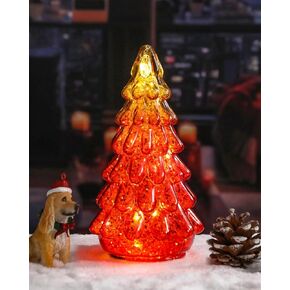 Bdor Glass Christmas Tree, White Tabletop Christmas Tree Decorations, Small Christmas Tree with Timer, Vintage Christmas Ornament for Home Table Holiday Centerpiece