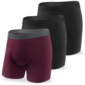 Washable Incontinence Underwear for Men Absorbent 2.3 oz Leak Proof Long Leg Boxer Briefs Bladder Control 3 Pack (3 Black, M)