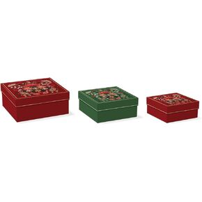 Punch Studio Molly & Rex 12 Days of Christmas Square Box Set of Three (31959N)