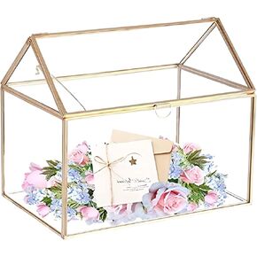 Card Box for Wedding, Glass Gift Boxes, Clear Terrarium Card Holder Display Box Perfect for Centerpiece Decor, Wedding Receptions, Graduation Party Supplies 9"x5.9"x7.5" (Only Box)