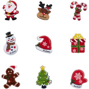 9 Pieces Christmas Brooch Pin Set Cute Christmas Pins Christmas Element Pins Santa Claus Reindeer Snowman Bells Christmas Trees Jewelry Pins for Xmas Decorations