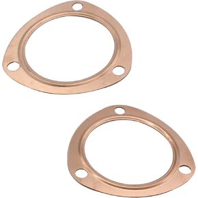 2pcs 3inch Copper Header Exhaust Collector Gaskets Reusable for All SBC BBC 302 350 454 Exhaust Gaskets(3 Bolt Pattern)