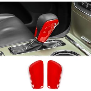 CheroCar Grain Gear Shift Knob Decoration Trim for 2017-2020 Jeep Grand Cherokee, Interior Accessories (Red)