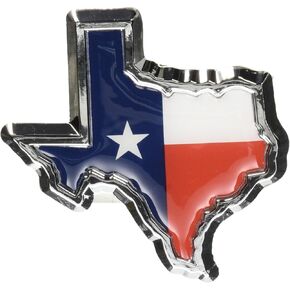 Texas Flag in Shape of Texas Chrome Metal Auto Emblem