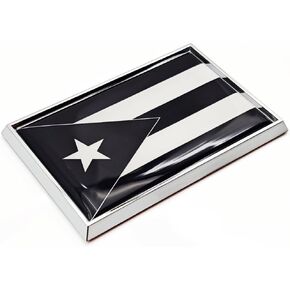Black Puerto Rico Flag Sticker Emblem Decal Puerto Rican Car Chrome Flags, 2 Pack, 3 x 2 inches