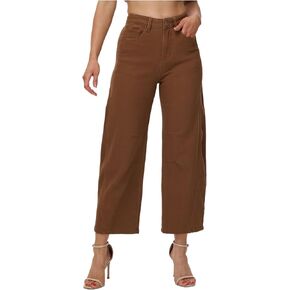 Barrel Jeans for Women Trendy High Waisted Wide Leg Stretchy Denim Trouser Pants