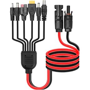 Upgraded 6-in-1 Solar Connector Kit for Portable Motors and Solar Panels/Motors, 100CM Universal Solar Adapter Connecting Harness with Female and Male Connectors, 1 Pc