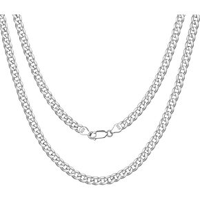 ChicSilver 2.8mm/5mm Solid 925 Sterling Silver Cuban Link/Figaro Chain Necklace for Women Men, 14, 18, 20, 22, 24, 26, 28 Inch(with Gift Box)