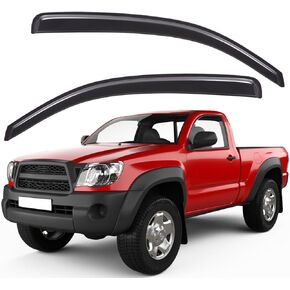 Lightronic WV92153 Outside Mount Side Window Deflectors Visors Vent Rain Guards, Dark Smoke, 2-Pieces Set, Fits 2005-2014 Toyota Tacoma Regular Cab
