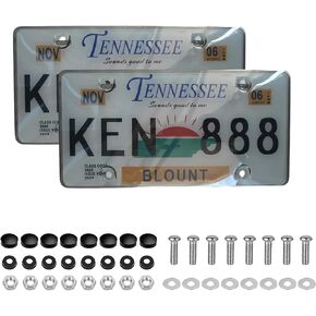 License Plate Protector,Universal Clear License Plate Protector,Plastic Car Front/Rear License Plate Covers Compatible with American Srandard Car,with Screws Caps,2Pack.(Patten A)… (2PCS BLA)