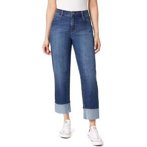 Angels Forever Young Women's Everflex Deep Cuff 27" High-Rise Straight Ankle Jeans