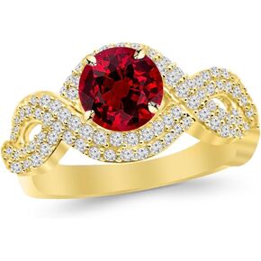 Twisting Double Row Eternity Split Shank Diamond Engagement Ring with a 0.75 Carat Ruby Heirloom Quality Center