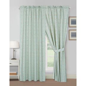 Chezmoi Collection 4-Piece Floral Window Curtain Set with Sheer Backing - Blue White Poppy Floral Printed Microfiber, 120 inch x 84 inch