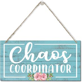 Funny Chaos Coordinator Wood Sign, Wood Signs, Hanging Printed Wall Plaque Wood Signs, Home Office Decor, Hanging Rustic Family Signs for Home Decor Gift, Rustic Farmhouse Wall Decor 12x6 inch C