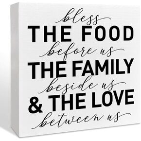 Farmhouse Kitchen Wooden Box Sign, Eat Well Laugh Often Love Much, Inspirational Kitchen Desk Counter Decor, Motivational Kitchen Cabinets Decoration, Kitchen Gifts for Women Men Mom Couples