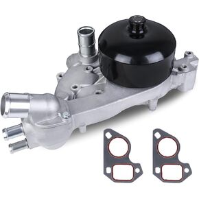 AW5081 Engine Aluminum Water Pump w/Thermostat Kit W/Gasket Compatible with Chevrolet Chevy Camaro 98-02, Corvette 97-04/ Pontiac Firebird 98-02, GTO 05-06/ Avanti II 01-04