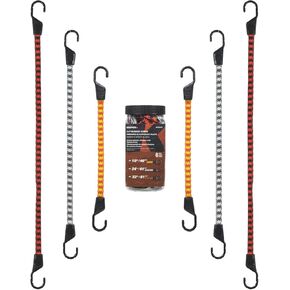 Keeper - Assorted Flat Bungee Cord in Multiple Colors, 6 Pack - 18", 24", and 32"