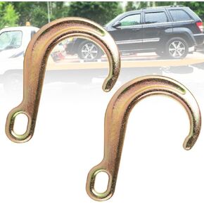 jmiatry 2 حزم 8 بوصة j خطاف سحب g70 الصلب الثقيلة سحب j هوك الأصفر الزنك مطلي كليفيس j هوك لمقطورة شاحنة جرار حزام السحب، 10800 رطل تحميل العمل