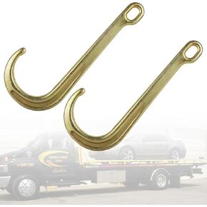 jmiatry 2 حزم 8 بوصة j خطاف سحب g70 الصلب الثقيلة سحب j هوك الأصفر الزنك مطلي كليفيس j هوك لمقطورة شاحنة جرار حزام السحب، 10800 رطل تحميل العمل in Kuwait