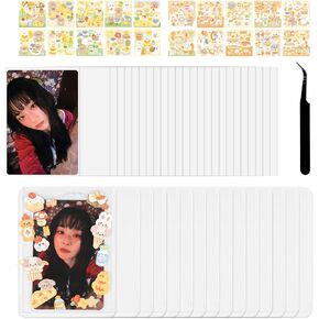 Baskiss Photocard Holders and Sticker Deco Kit, 15 Hard Toploaders, 50 Ultra Thick Sleeves, Idol Album Photo Clear Protector for Kpop Photocards, Polaroids, Photos (Joyful Celebration)