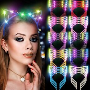 WILLBOND 40 Pcs LED Cat Ears Headband Cute Glow Light up Cat Headband Kitty Ears for Women Lady Festival Birthday Party