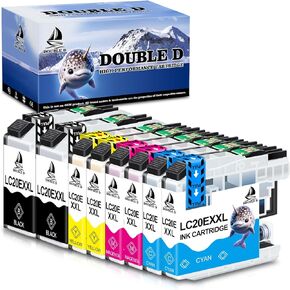 DOUBLE D Upgraded LC20E Compatible Replacement for Brother LC20E LC-20E XXL Ink Cartridges for Brother MFC-J985DW J775DW J5920DW J985DWXL Printer (2BK+2C+2M+2Y) 8 Pack-Updated Version