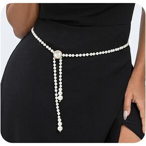 Pearl Belt White Women Wasit Chain Adjustable Plus Size Belts Body Accessories for Dress