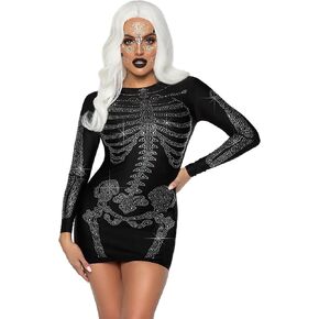 Leg Avenue Womens Costume Sexy Rhinestone Skeleton Dress