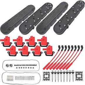 Engine Valve Covers Replacement for Chevy GM LS Engines LS1 LS2 LS3 LS6 LS7 5.3 5.7 6.0 6.2L- Black