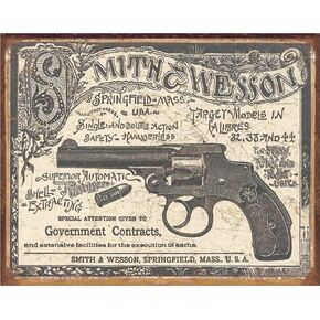 Desperate Enterprises Smith & Wesson Fully Embossed Steel Sign - Vintage Gun Signs - Nostalgic Vintage Metal Wall Décor - Made in USA