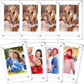 NEOACT 8 Pack Acrylic Fridge Magnetic Frame,Polaroid Picture Frame Refrigerator Magnet Frame,Double Sided Clear Display Acrylic Picture Frames for Fujifilm Instax Mini,2.36 x 3.54 Inch