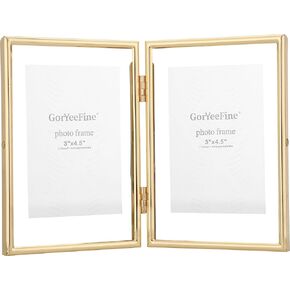 Gold 5x7" Floating Frame 2pack for picture 3.5x5'', 4x6'' for 4x6'' Adjustable Tabletop/Shelf Photo Frame,4x6'' Classy Gift floating frames for Wedding, Thanksgiving, Christmas,Birthady, Home or Office Decor.