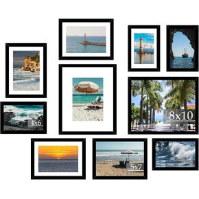 10 Packs Picture Frames Collage Wall Decor for Wall Hanging or Tabletop, 8x10, 5x7, 4x6 Multi Sizes Photo Frames, Collage Picture Frames for Family Wall Decor, Gallery Wall Frame Set, Black