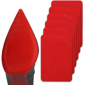 Non Slip Pads of Shoe Sole,6 Pcs Self Adhesive Anti Slip Shoe Grips on Bottom of Shoes,Red Silicone Shoe Sole Stickers Protector for Leather Shoes,Sandals,High Heels