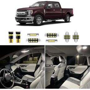 12pcs F250 Interior LED Lights Replacement for 1999-2013 2014 2015 2016 Ford F-250 F-350 6000K Super Bright White interior LED bulbs package + Installation Tool