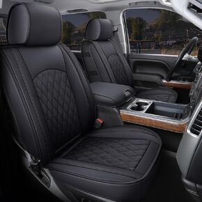 Car Seat Covers Custom Fit for Chevrolet Silverado,Compatible with 2007-2025 GMC Sierra 1500 2500HD 3500HD Front Row Dual Seats in Black Leather Automotive Interior Accessories in Saudi Arabia