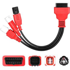 Autel Original 3-in-1 OBD2 Adapter Cable,16 pin to 6 pin 4 pin 3 pin OBD Diagnostic Cable, OBD2 to OBD1 6 pin 4 pin 3 pin Plug Adapter for Honda/Guzzi/Kawasaki/Suzuki Motorcycle, Work with Scanners