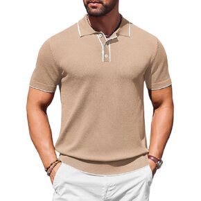 COOFANDY Mens Knit Polo Shirts Casual Short Sleeve Golf Shirts Summer Collared Polo T Shirts