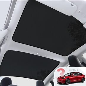 مناسب لـ 2021 2022 2023 Tesla Model 3 مظلة للسقف الأمامي والخلفي، غطاء ظل فتحة سقف قابل للطي مع طبقة عازلة للحرارة وطبقة مزدوجة للحماية من الأشعة فوق البنفسجية - مجموعة من 4 قطع باللون الأسود