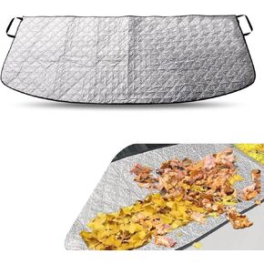 1 PC Car 66.9" x 17.7" Front Windshield Trough Cover, Block Fallen Leaves Dust Frost Protector Suction Sunshade with Elastic Band, Foldable Easy to Store Accessories, for Cars SUVs (Silver)