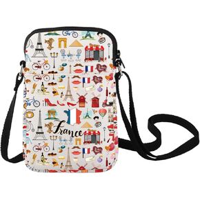 LEVLO France Cross Body Bag French Souvenir Gift Paris Landmarks Shoulder BagFrance Holiday Sling Bag For Women