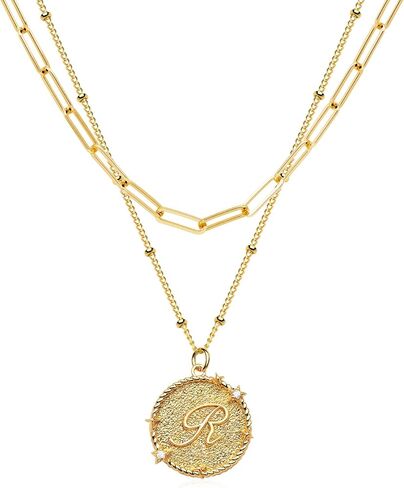 Initial Lock Necklace For Women 14K Gold Plated Dainty Paperclip Padlock Pendant Necklaces Personalized Letter A-Z Jewelry in Saudi Arabia