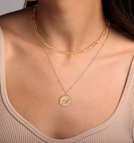 Initial Lock Necklace For Women 14K Gold Plated Dainty Paperclip Padlock Pendant Necklaces Personalized Letter A-Z Jewelry in Saudi Arabia