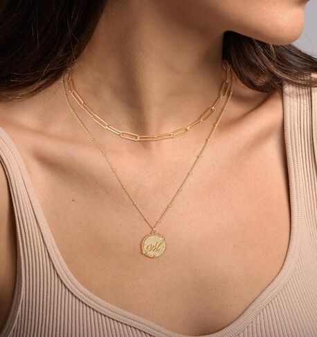 Initial Lock Necklace For Women 14K Gold Plated Dainty Paperclip Padlock Pendant Necklaces Personalized Letter A-Z Jewelry in Saudi Arabia