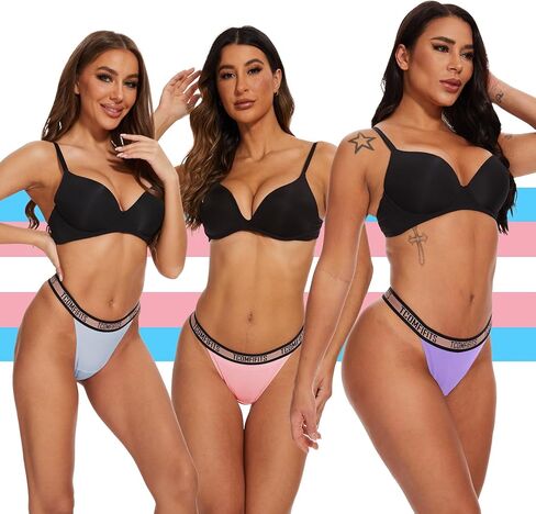 3 أزواج، سراويل داخلية ثونج ثونج للنساء المتحولين جنسيًا MTF، مريحة/مسطحة/مخفية، مقاس مثير in Kuwait