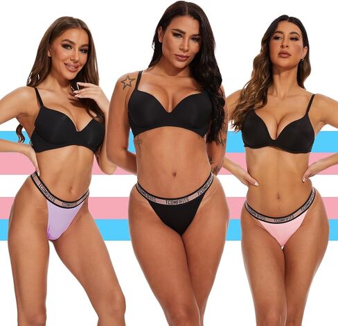 3 أزواج، سراويل داخلية ثونج ثونج للنساء المتحولين جنسيًا MTF، مريحة/مسطحة/مخفية، مقاس مثير in Kuwait