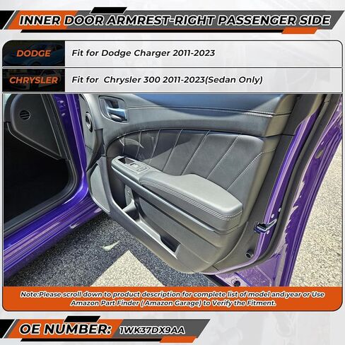 مسند ذراع الباب الداخلي ACLONG مناسب لشاحن دودج 2011-2023 غطاء مسند ذراع لوحة الباب مناسب لكرايسلر 300 2011-2023 (سيدان فقط) جانب الركاب الأمامي الأيمن يستبدل 1WK37DX9AA-1PCS in Kuwait
